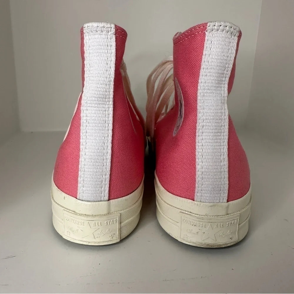 Comme Des Garçons Play × Converse Pink Sneakers SZ W9 - Picture 4 of 8